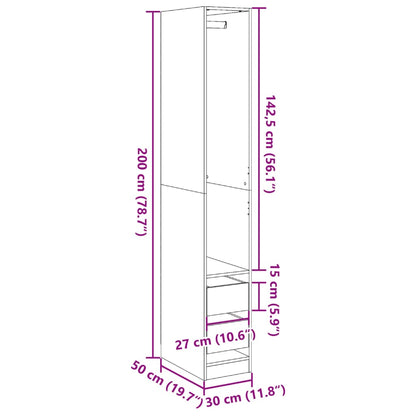 Wardrobe Old Wood 30x50x200 cm Engineered Wood