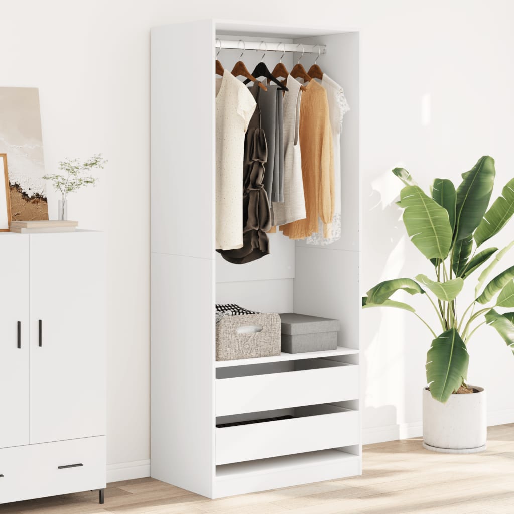 Wardrobe White 80x50x200 cm Engineered Wood