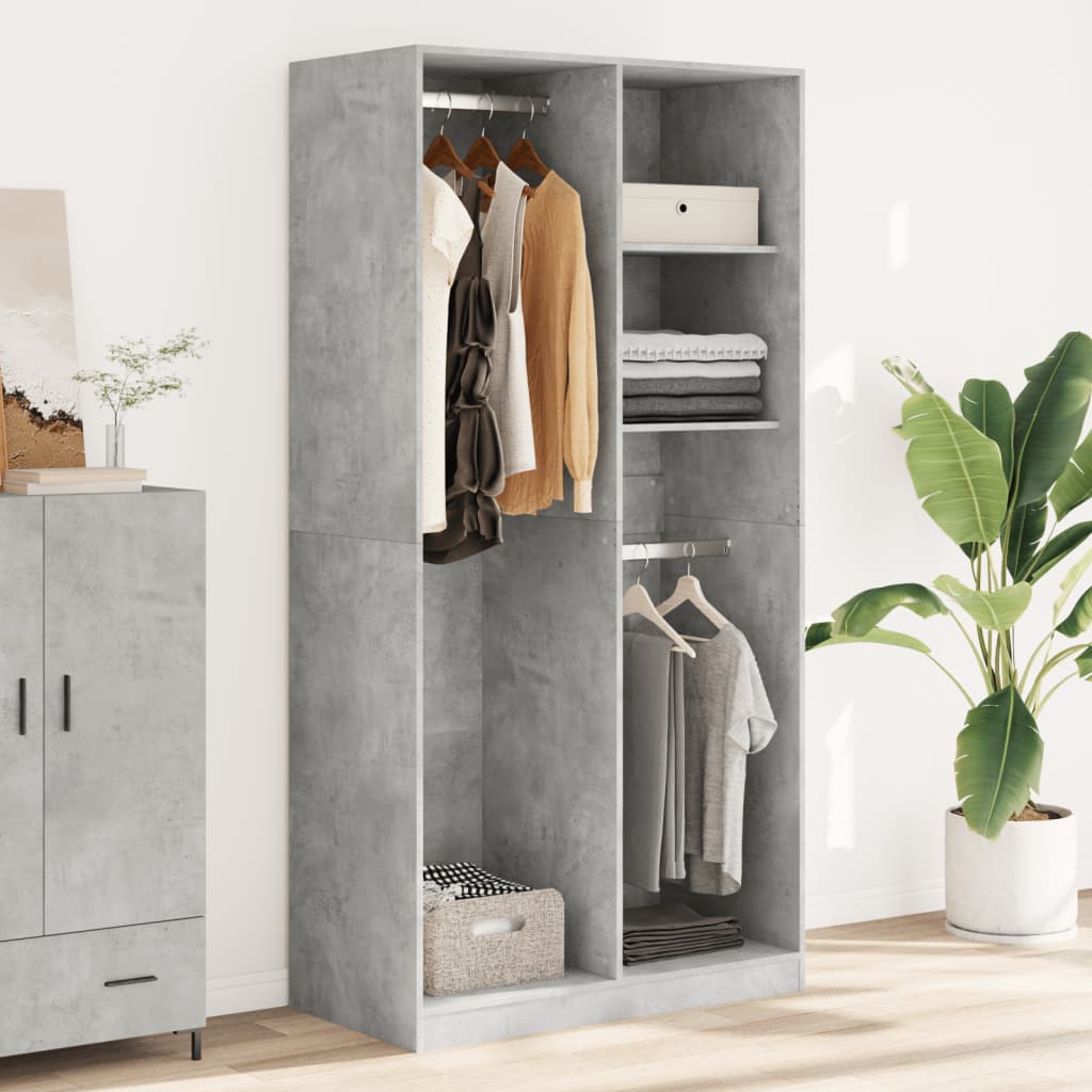 Wardrobe Concrete Grey 100x50x200 cm Engineered Wood