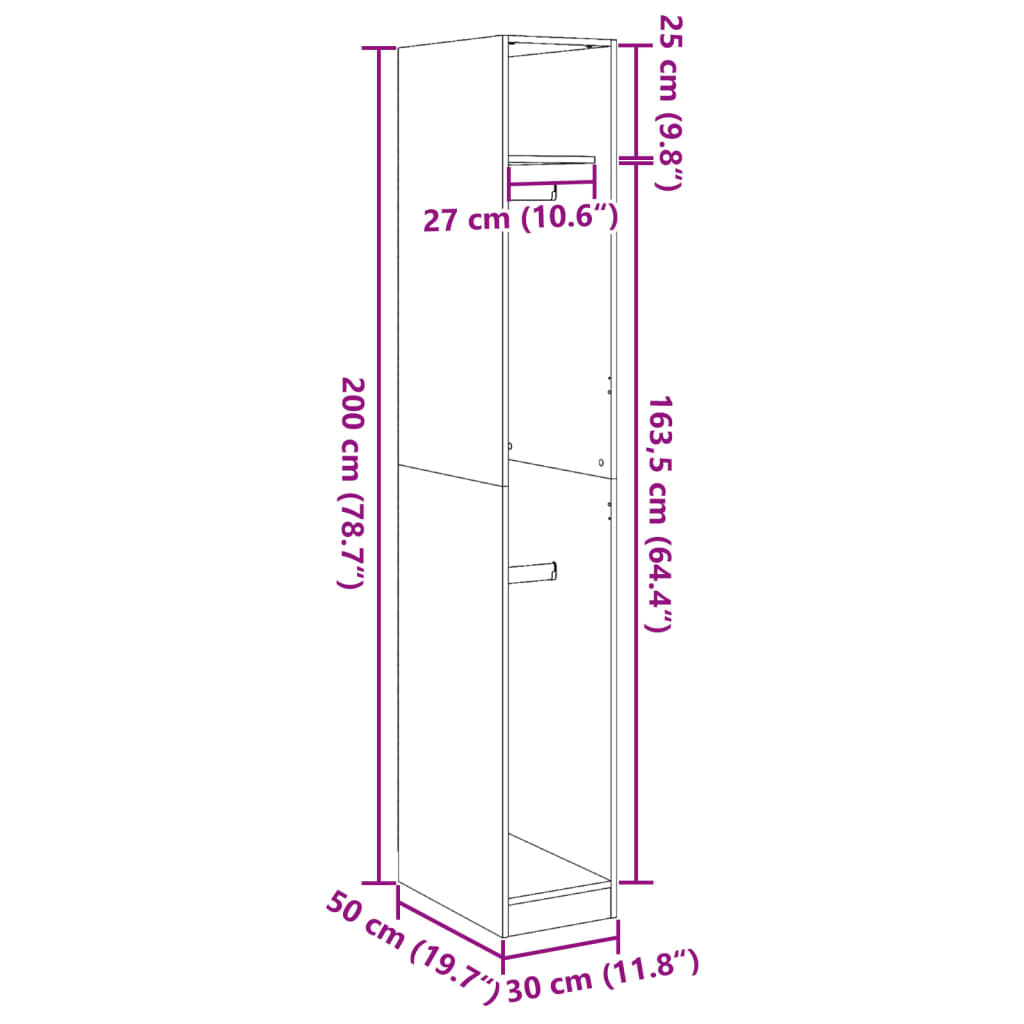 Wardrobe Old Wood 30x50x200 cm Engineered Wood