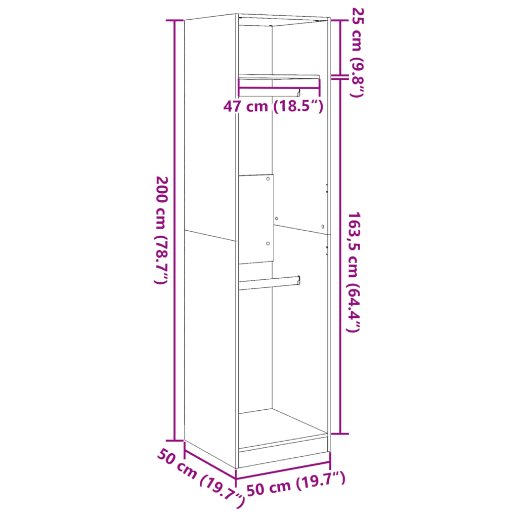 Wardrobe Old Wood 50x50x200 cm Engineered Wood