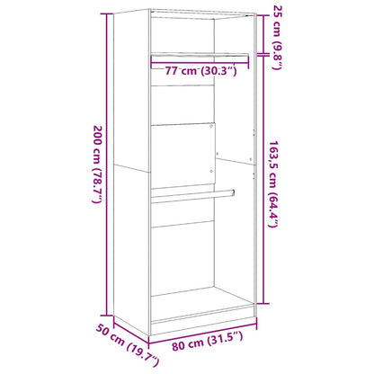 Wardrobe Brown Oak 80x50x200 cm Engineered Wood