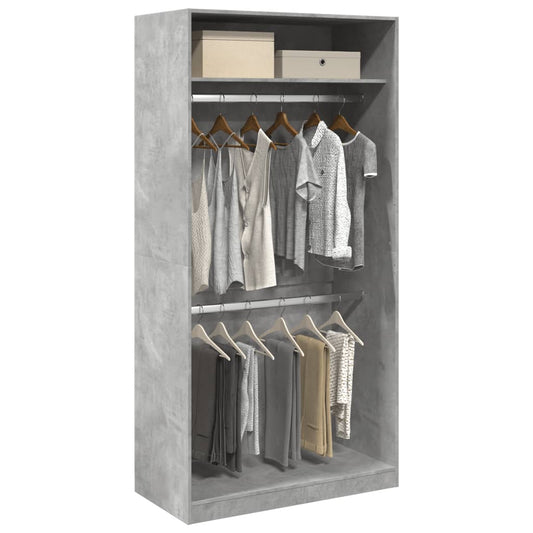 Wardrobe Concrete Grey 100x50x200 cm Engineered Wood