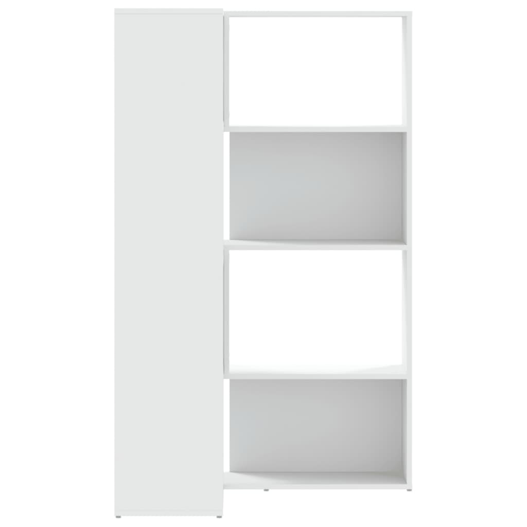 Corner Bookcase 4-Tier White 85x85x140 cm Engineered Wood