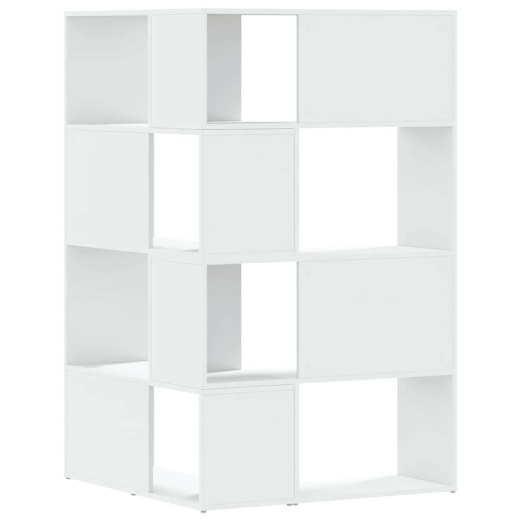 Corner Bookcase 4-Tier White 85x85x140 cm Engineered Wood