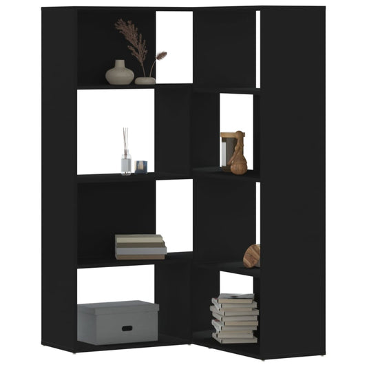 Corner Bookcase 4-Tier Black 85x85x140 cm Engineered Wood