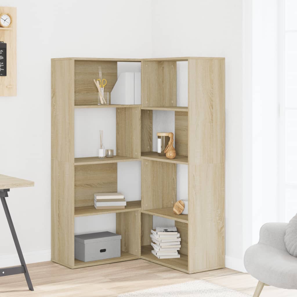 Corner Bookcase 4-Tier Sonoma Oak 85x85x140 cm Engineered Wood