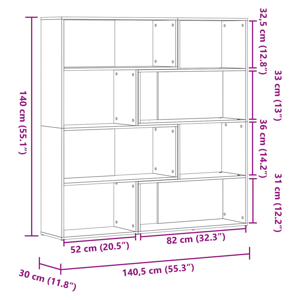 Corner Bookcase 4-Tier Sonoma Oak 85x85x140 cm Engineered Wood