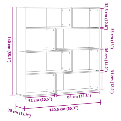 Corner Bookcase 4-Tier Smoked Oak 85x85x140 cm Engineered Wood