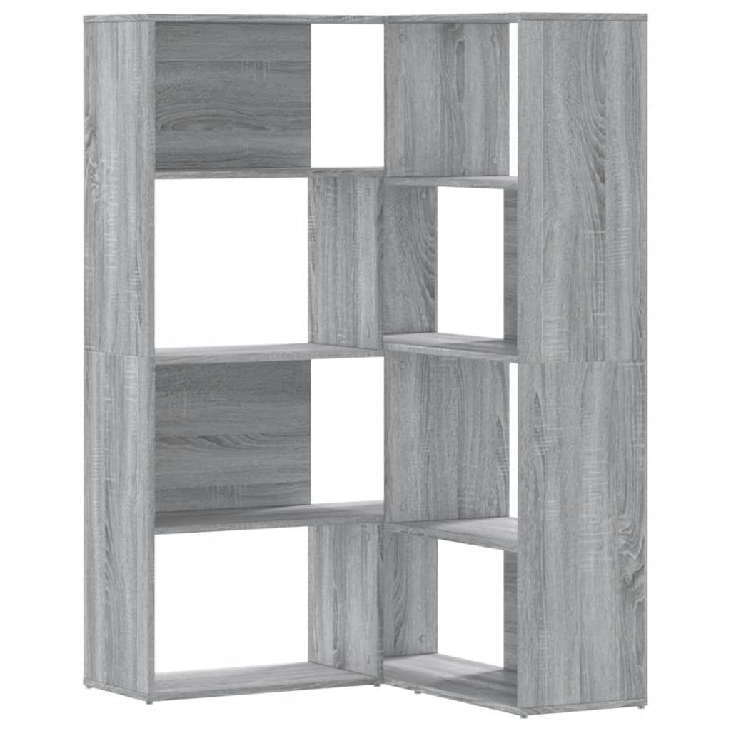 Corner Bookcase 4-Tier Grey Sonoma 85x85x140 cm Engineered Wood