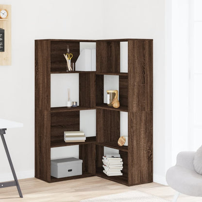 Corner Bookcase 4-Tier Brown Oak 85x85x140 cm Engineered Wood