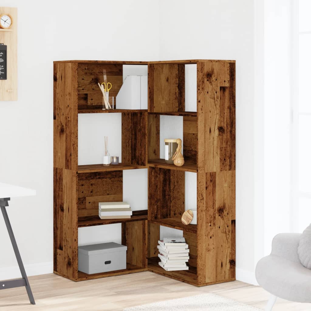 Corner Bookcase 4-Tier Old Wood 85x85x140 cm Engineered Wood