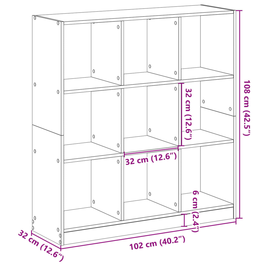 Bookcase White 102x32x108 cm Engineered Wood