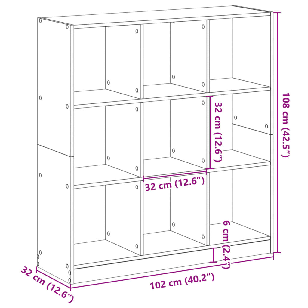 Bookcase Grey Sonoma 102x32x108 cm Engineered Wood