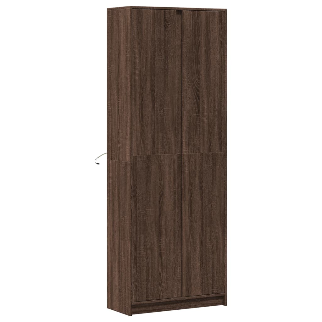 Highboard with LED Brown Oak 74x32.5x200 cm Engineered Wood