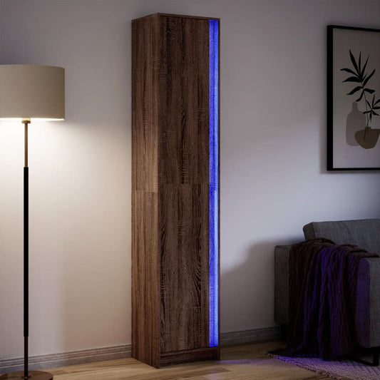 Highboard with LED Brown Oak 41.5x32.5x200 cm Engineered Wood