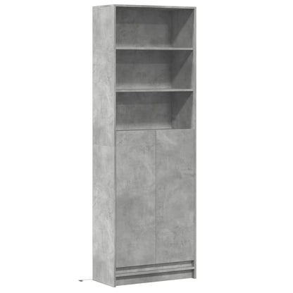 Highboard with LED Concrete Grey 69x32.5x200 cm Engineered Wood