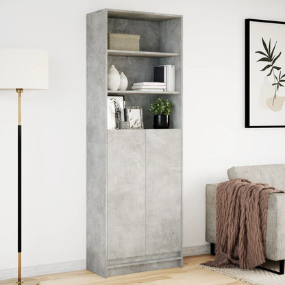 Highboard with LED Concrete Grey 69x32.5x200 cm Engineered Wood