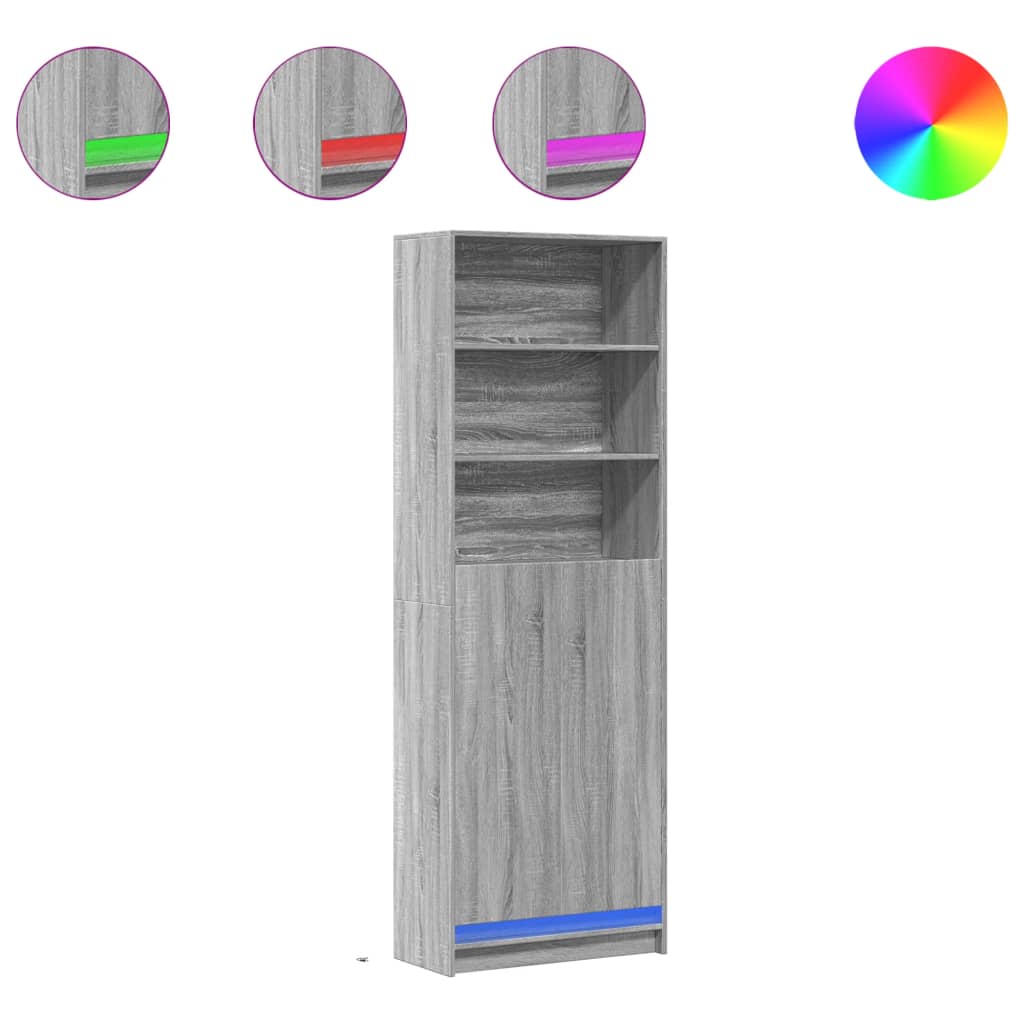 Highboard with LED Grey Sonoma 69x32.5x200 cm Engineered Wood