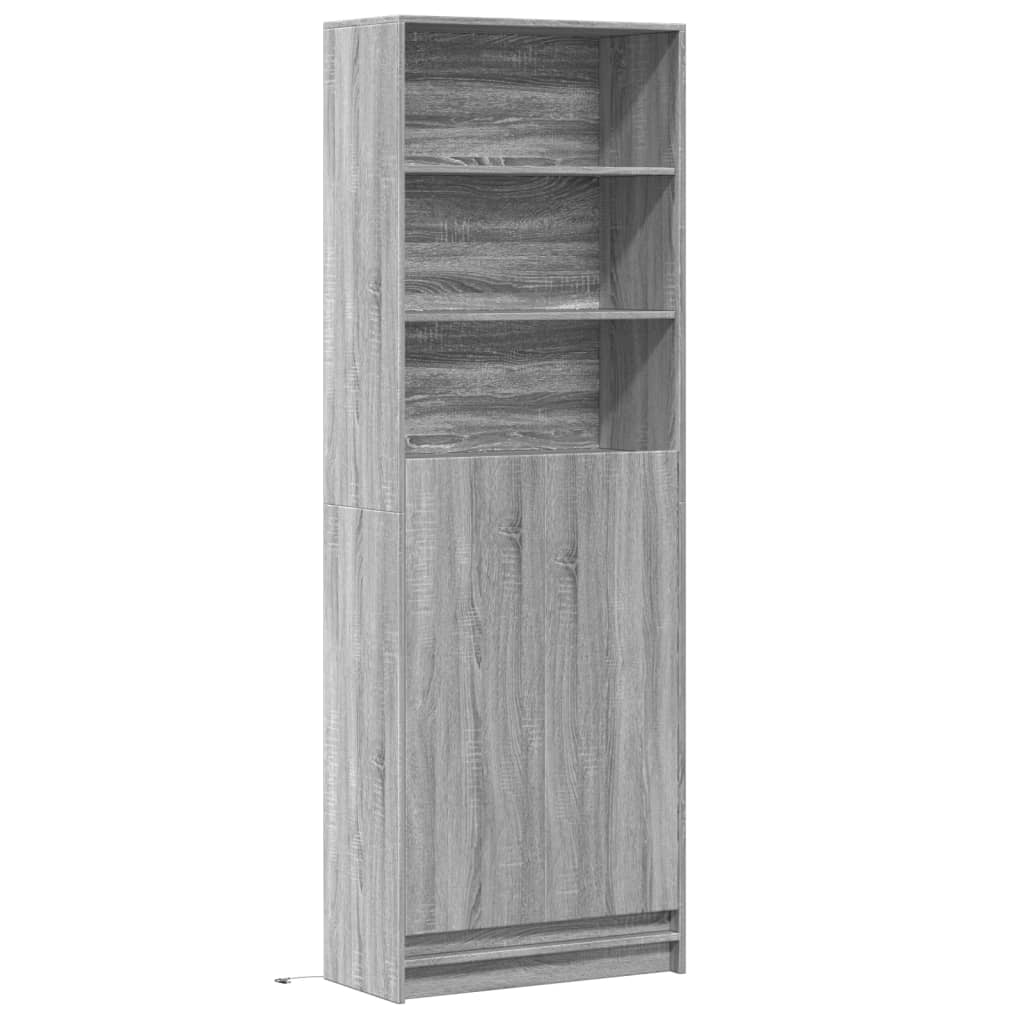 Highboard with LED Grey Sonoma 69x32.5x200 cm Engineered Wood
