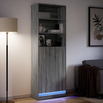 Highboard with LED Grey Sonoma 69x32.5x200 cm Engineered Wood