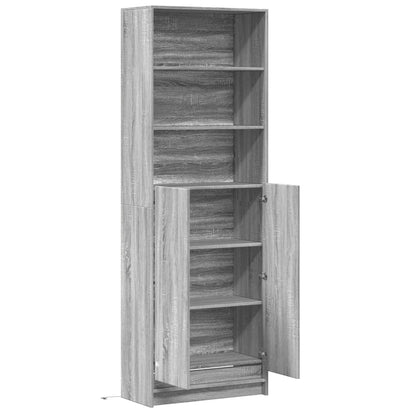 Highboard with LED Grey Sonoma 69x32.5x200 cm Engineered Wood