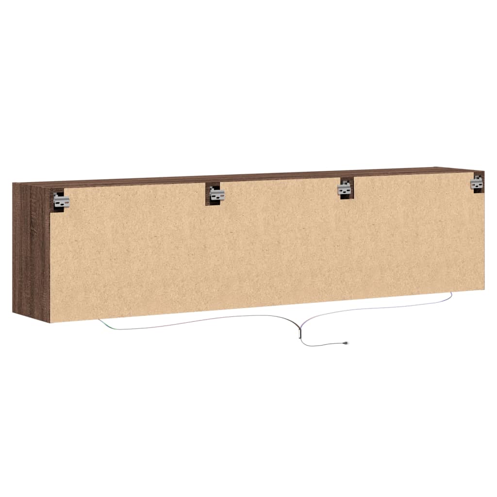 TV Wall Cabinet with LED Brown Oak 180x31x45 cm