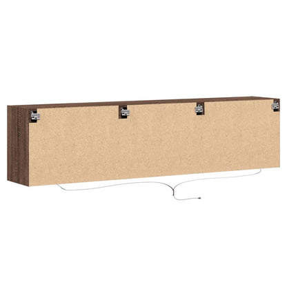 TV Wall Cabinet with LED Brown Oak 180x31x45 cm