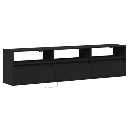 TV Wall Cabinet with LED Black 180x31x45 cm