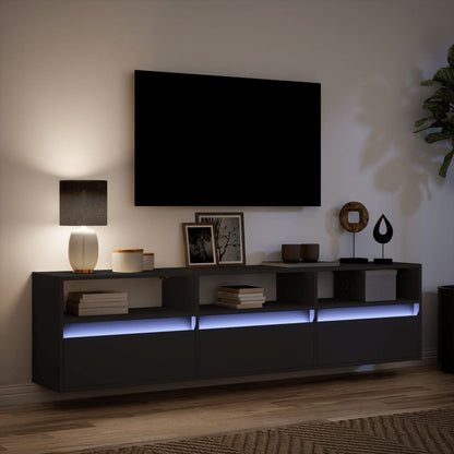 TV Wall Cabinet with LED Black 180x31x45 cm