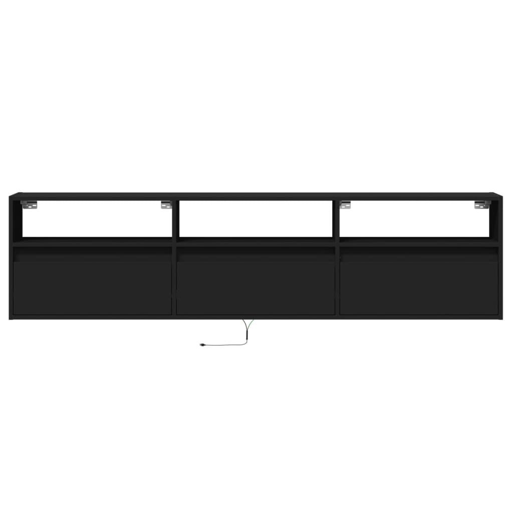 TV Wall Cabinet with LED Black 180x31x45 cm