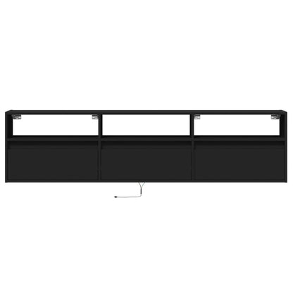 TV Wall Cabinet with LED Black 180x31x45 cm