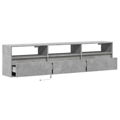 TV Wall Cabinet with LED Concrete Grey 180x31x45 cm