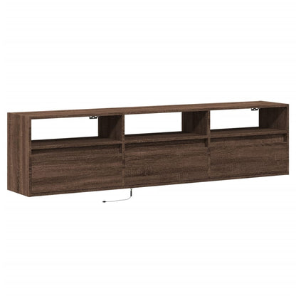 TV Wall Cabinet with LED Brown Oak 180x31x45 cm