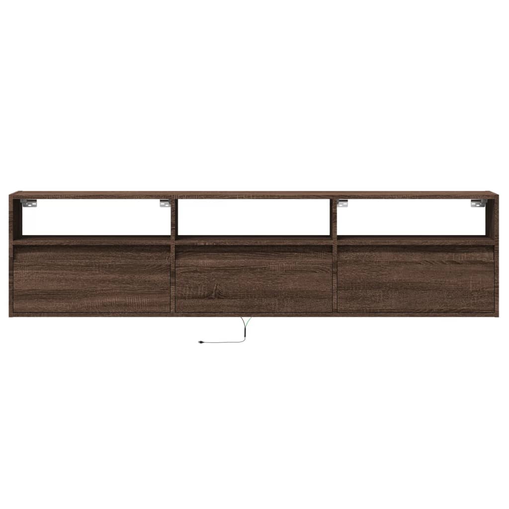 TV Wall Cabinet with LED Brown Oak 180x31x45 cm