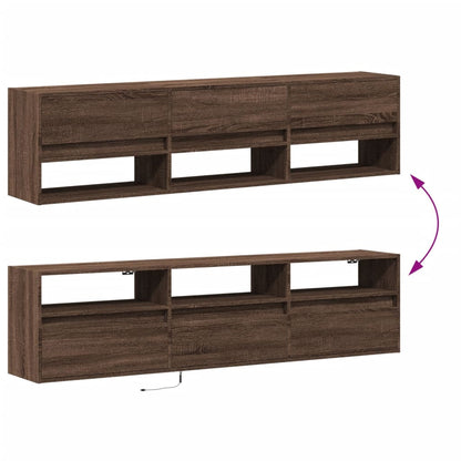 TV Wall Cabinet with LED Brown Oak 180x31x45 cm