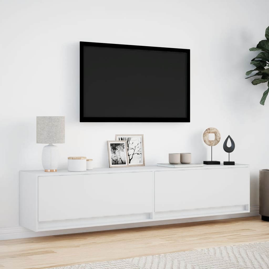 TV Wall Cabinet with LED White 180x31x38 cm