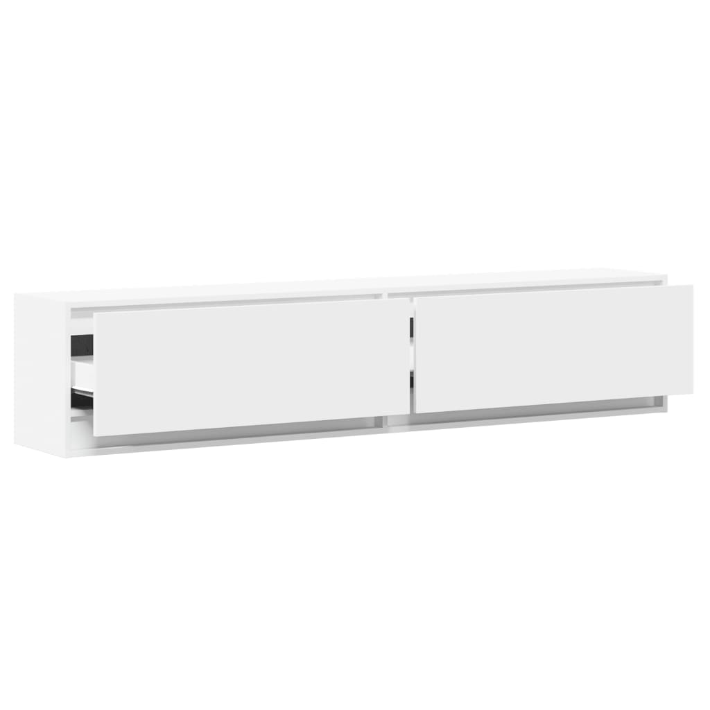 TV Wall Cabinet with LED White 180x31x38 cm