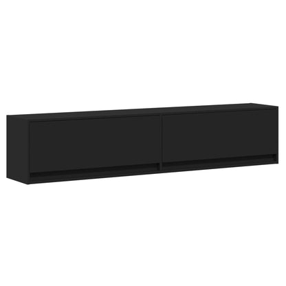 TV Wall Cabinet with LED Black 180x31x38 cm