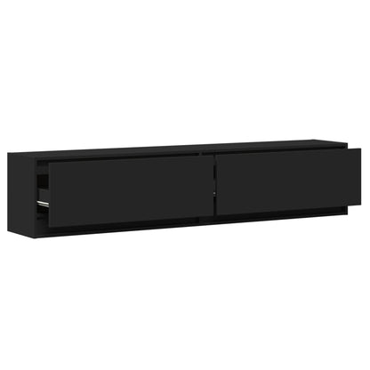 TV Wall Cabinet with LED Black 180x31x38 cm