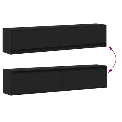 TV Wall Cabinet with LED Black 180x31x38 cm