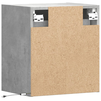 Wall-mounted Bedside Cabinet with LED Lights Concrete Grey