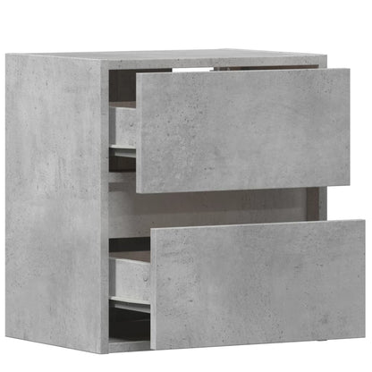 Wall-mounted Bedside Cabinet with LED Lights Concrete Grey