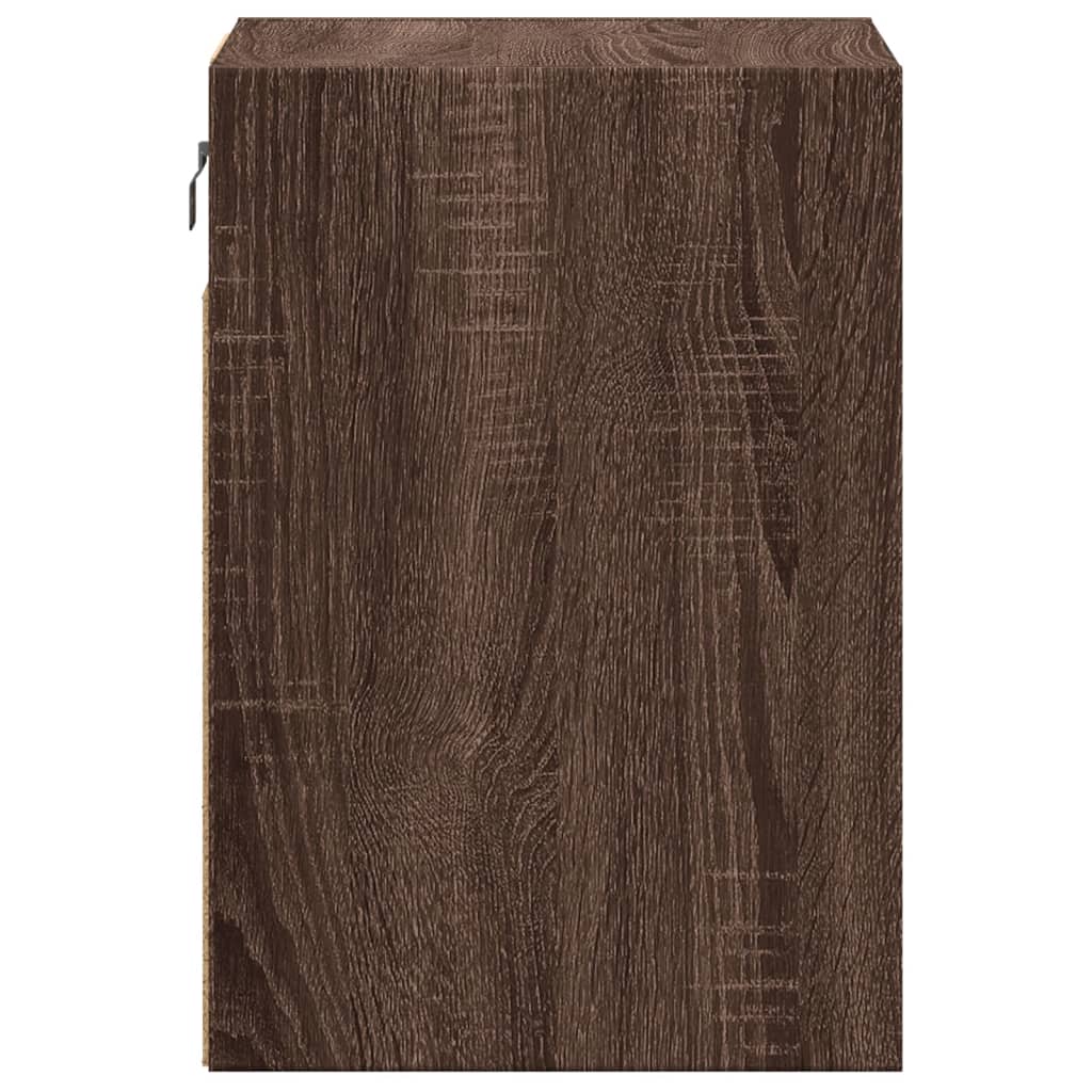 Wall-mounted Bedside Cabinets with LED Lights 2 pcs Brown Oak