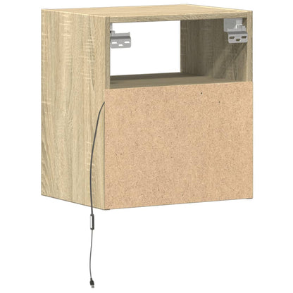 Wall-mounted Bedside Cabinet with LED Lights Sonoma Oak