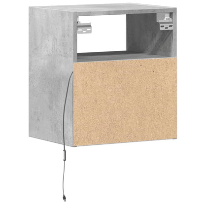 Wall-mounted Bedside Cabinet with LED Lights Concrete Grey