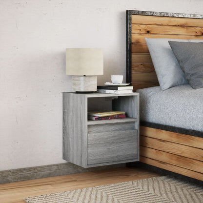 Wall-mounted Bedside Cabinet with LED Lights Grey Sonoma