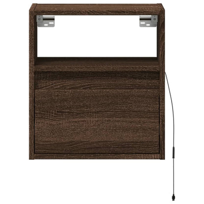 Wall-mounted Bedside Cabinets with LED Lights 2 pcs Brown Oak