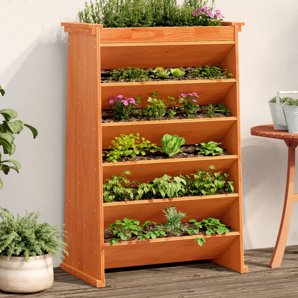 Herb Planter 6-Tier Wax Brown 69x40x101.5 cm Solid Wood Pine