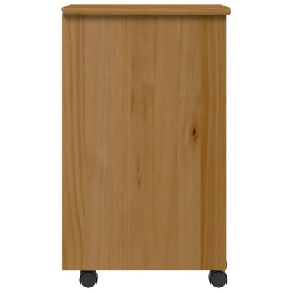 Rolling Cabinet with Drawers MOSS Honey Brown Solid Wood Pine